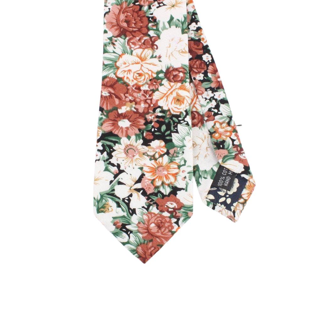 Orange Floral Tie Skinny 2.36&quot; PEACH - MYTIESHOP-Neckties-Peach tie orange tie green orange floral tie green fall wedding skinny ties for men groomsmen groom prom missions. Orange Floral tie for wedding and men-Mytieshop. Skinny ties for weddings anniversaries. Father of bride. Groomsmen. Cool skinny neckties for men. Neckwear for prom, missions and fancy events. Gift ideas for men. Anniversaries ideas. Wedding aesthetics. Flower ties. Dry flower ties.