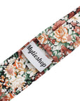 Orange Floral Tie Skinny 2.36" PEACH - MYTIESHOP-Neckties-Peach tie orange tie green orange floral tie green fall wedding skinny ties for men groomsmen groom prom missions. Orange Floral tie for wedding and men-Mytieshop. Skinny ties for weddings anniversaries. Father of bride. Groomsmen. Cool skinny neckties for men. Neckwear for prom, missions and fancy events. Gift ideas for men. Anniversaries ideas. Wedding aesthetics. Flower ties. Dry flower ties.