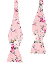 Pink Floral Bow Tie Self Tie MILLIE MYTIESHOP-You'll be the best dressed groom and groomsmen with this pink salmon bow tie. A must-have for the groomsmen, this pink salmon bow tie is perfect for any formal occasion. With its light pink and green floral print, this bow tie is sure to add personality to any outfit. Get ready to tie the knot in style with this self-tie bow tie.-Mytieshop