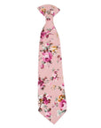 Pink Floral tie for Boys Floral Clip On Tie 2.3 MILLIE-Material:Cotton Blend Approx Size: Max width: 6.5 cm / 2.4 inches 9-24 months 26 CM2-5 years 31 CM9-11 Years 43 CM Add some spunk to your little one's wardrobe with this MILLIE Boys Floral Clip On Tie. This tie is made for boys and is a skinny tie with a floral pattern. It's the perfect way to add a pop of color and personality to any outfit. Whether your little guy is dressing up for a wedding or a special family dinner, he's sure to make a