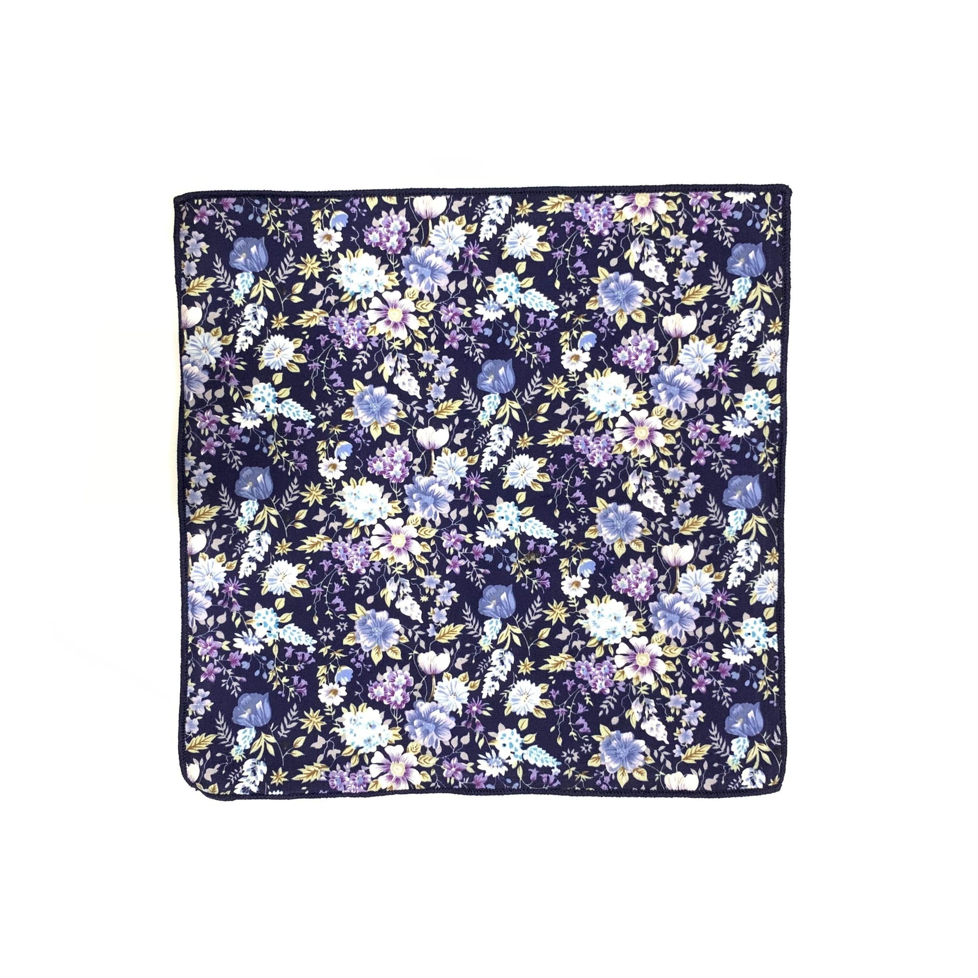 Purple Floral Pocket Square - Sweet Pea - Mytieshop Mytieshop Material CottonItem Length: 23 cm ( 9 inches)Item Width : 22 cm (8.6 inches) Base is Blue Great for: Groom Groomsmen Wedding Shoots Formal Prom Fancy Parties Gifts and presents A dashing addition to any formal outfit. A purple pocket square with a sweet floral design, this piece is perfect for adding a touch of personality to any suit or tuxedo. Class up your look with this dapper accessory. Whether you're wearing it to a wedding or j