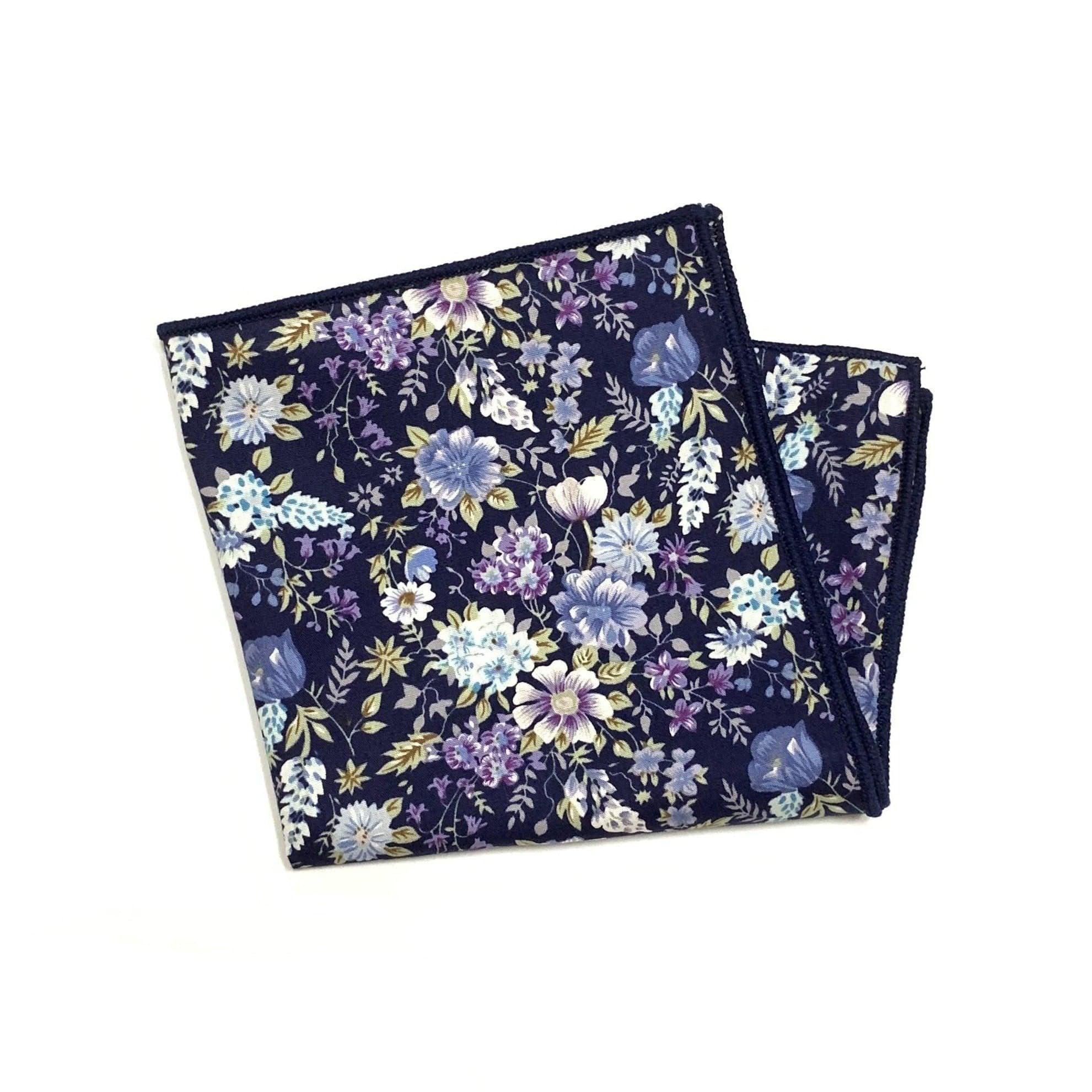 Purple Floral Pocket Square - Sweet Pea - Mytieshop Mytieshop Material CottonItem Length: 23 cm ( 9 inches)Item Width : 22 cm (8.6 inches) Base is Blue Great for: Groom Groomsmen Wedding Shoots Formal Prom Fancy Parties Gifts and presents A dashing addition to any formal outfit. A purple pocket square with a sweet floral design, this piece is perfect for adding a touch of personality to any suit or tuxedo. Class up your look with this dapper accessory. Whether you're wearing it to a wedding or j