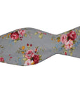 Self Tie Bow Tie Mytieshop - RAIN-Gray Floral Bow Tie 100% Cotton Flannel Handmade Adjustable to fit most neck sizes 13 3/4" - 18" Base: Gray / Grey Great for: Groom Groomsmen Wedding Shoots Formal Prom Fancy Parties Gifts and presents-Mytieshop
