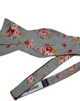 Self Tie Bow Tie Mytieshop - RAIN-Gray Floral Bow Tie 100% Cotton Flannel Handmade Adjustable to fit most neck sizes 13 3/4" - 18" Base: Gray / Grey Great for: Groom Groomsmen Wedding Shoots Formal Prom Fancy Parties Gifts and presents-Mytieshop
