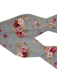 Self Tie Bow Tie Mytieshop - RAIN-Gray Floral Bow Tie 100% Cotton Flannel Handmade Adjustable to fit most neck sizes 13 3/4" - 18" Base: Gray / Grey Great for: Groom Groomsmen Wedding Shoots Formal Prom Fancy Parties Gifts and presents-Mytieshop