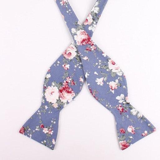 Steel Blue Floral Bow Tie Self Tie NEIL by Mytieshop-Neil Bow Tie 100% Cotton Flannel Handmade Adjustable to fit most neck sizes 13 3/4&quot; - 18&quot; Color: Sage Blue Great for Prom Dinners Interviews Photo shoots Photo sessions Dates Groom to stand out between his Groomsmen pair them up with neckties while he wears the bow tie. Floral self tie bow tie for weddings and events. Great anniversary present and gift. Also great gift for the groom and his groomsmen to wear at the wedding, and don’t forget th