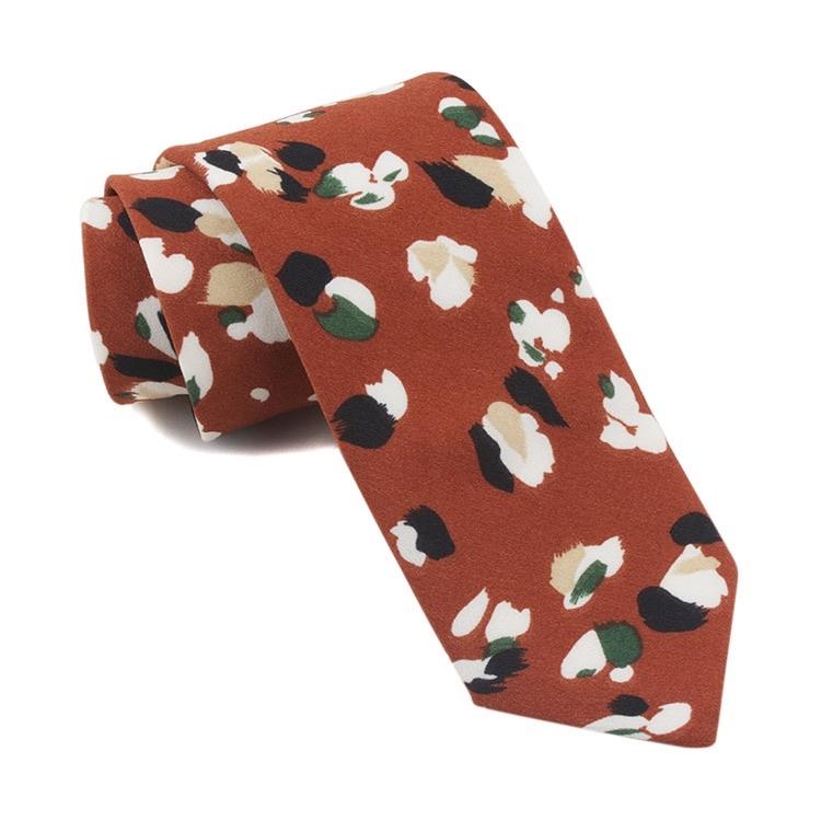Terracotta Floral Skinny Tie 2.36&quot; Phoebe MYTIESHOP-Neckties-Terracotta Floral Skinny Tie Men’s Floral Necktie for weddings and events, great for prom and anniversary gifts. Mens floral ties dry flowers tie us ties-Mytieshop. Skinny ties for weddings anniversaries. Father of bride. Groomsmen. Cool skinny neckties for men. Neckwear for prom, missions and fancy events. Gift ideas for men. Anniversaries ideas. Wedding aesthetics. Flower ties. Dry flower ties.