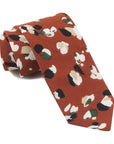 Terracotta Floral Skinny Tie 2.36" Phoebe MYTIESHOP-Neckties-Terracotta Floral Skinny Tie Men’s Floral Necktie for weddings and events, great for prom and anniversary gifts. Mens floral ties dry flowers tie us ties-Mytieshop. Skinny ties for weddings anniversaries. Father of bride. Groomsmen. Cool skinny neckties for men. Neckwear for prom, missions and fancy events. Gift ideas for men. Anniversaries ideas. Wedding aesthetics. Flower ties. Dry flower ties.