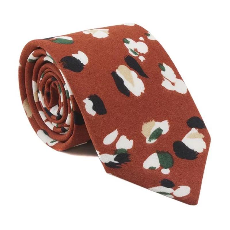 Terracotta Floral Skinny Tie 2.36" Phoebe MYTIESHOP-Neckties-Terracotta Floral Skinny Tie Men’s Floral Necktie for weddings and events, great for prom and anniversary gifts. Mens floral ties dry flowers tie us ties-Mytieshop. Skinny ties for weddings anniversaries. Father of bride. Groomsmen. Cool skinny neckties for men. Neckwear for prom, missions and fancy events. Gift ideas for men. Anniversaries ideas. Wedding aesthetics. Flower ties. Dry flower ties.