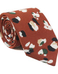 Terracotta Floral Skinny Tie 2.36" Phoebe MYTIESHOP-Neckties-Terracotta Floral Skinny Tie Men’s Floral Necktie for weddings and events, great for prom and anniversary gifts. Mens floral ties dry flowers tie us ties-Mytieshop. Skinny ties for weddings anniversaries. Father of bride. Groomsmen. Cool skinny neckties for men. Neckwear for prom, missions and fancy events. Gift ideas for men. Anniversaries ideas. Wedding aesthetics. Flower ties. Dry flower ties.