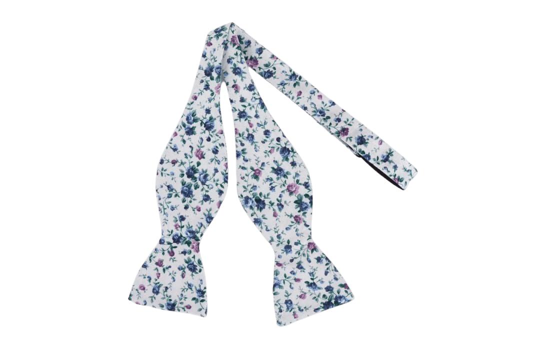 White Floral Bow Tie Self Tie WISTERIA MYTIESHOP-White Floral Bow Tie - Wisteria Bow Tie 100% Cotton Flannel Handmade Adjustable to fit most neck sizes 13 3/4" - 18" Color: White Great for Prom Dinners Interviews Photo shoots Photo sessions Dates Groom to stand out between his Groomsmen pair them up with neckties while he wears the bow tie. Floral self tie bow tie for weddings and events. Great anniversary present and gift. Also great gift for the groom and his groomsmen to wear at the wedding,