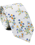 White Floral Skinny Tie 2.36” - MYTIESHOP - ANNIE-Neckties-White Floral Skinny Tie for weddings and fancy events also photos; styled shooter engagements elopements prom missions. Skinny ties-Mytieshop. Skinny ties for weddings anniversaries. Father of bride. Groomsmen. Cool skinny neckties for men. Neckwear for prom, missions and fancy events. Gift ideas for men. Anniversaries ideas. Wedding aesthetics. Flower ties. Dry flower ties.
