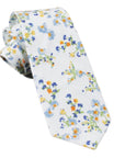 White Floral Skinny Tie 2.36” - MYTIESHOP - ANNIE-Neckties-White Floral Skinny Tie for weddings and fancy events also photos; styled shooter engagements elopements prom missions. Skinny ties-Mytieshop. Skinny ties for weddings anniversaries. Father of bride. Groomsmen. Cool skinny neckties for men. Neckwear for prom, missions and fancy events. Gift ideas for men. Anniversaries ideas. Wedding aesthetics. Flower ties. Dry flower ties.