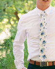 White Floral Tie 2.36" SAGE - MYTIESHOP | toile de jouy Floral print-Neckties-Dry flowers Floral skinny tie for anniversaries weddings prom and other events. Flower cotton necktie. toile de jouy Floral tie White floral tie white-Mytieshop. Skinny ties for weddings anniversaries. Father of bride. Groomsmen. Cool skinny neckties for men. Neckwear for prom, missions and fancy events. Gift ideas for men. Anniversaries ideas. Wedding aesthetics. Flower ties. Dry flower ties.