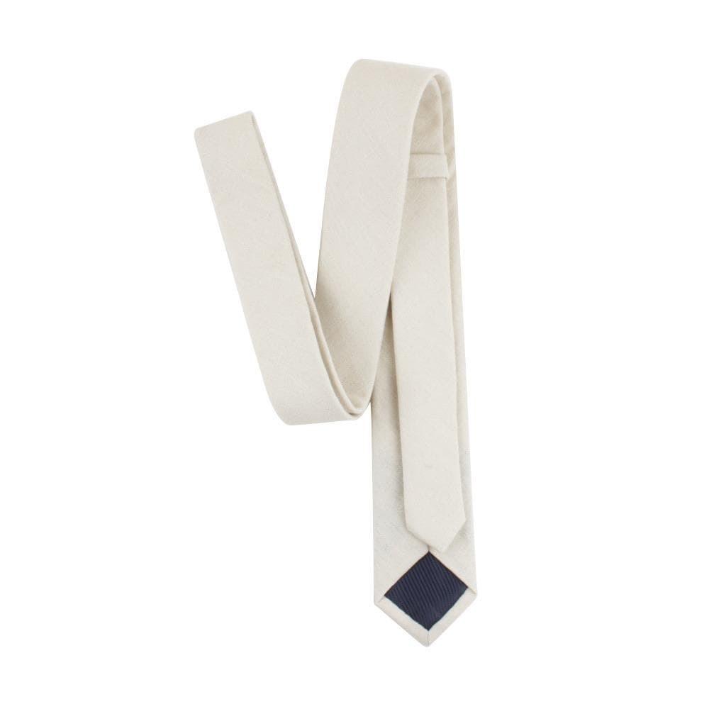 White Skinny Tie 2.36" NATE - MYTIESHOP-Neckties-Floral skinny tie for anniversaries weddings prom and other events. Flower cotton necktie cream tie off white tie solid color floral ties wedding-Mytieshop. Skinny ties for weddings anniversaries. Father of bride. Groomsmen. Cool skinny neckties for men. Neckwear for prom, missions and fancy events. Gift ideas for men. Anniversaries ideas. Wedding aesthetics. Flower ties. Dry flower ties.
