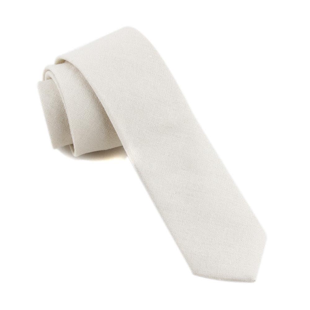 White Skinny Tie 2.36" NATE - MYTIESHOP-Neckties-Floral skinny tie for anniversaries weddings prom and other events. Flower cotton necktie cream tie off white tie solid color floral ties wedding-Mytieshop. Skinny ties for weddings anniversaries. Father of bride. Groomsmen. Cool skinny neckties for men. Neckwear for prom, missions and fancy events. Gift ideas for men. Anniversaries ideas. Wedding aesthetics. Flower ties. Dry flower ties.