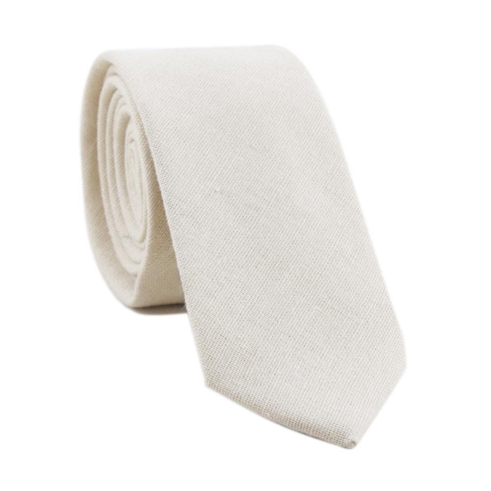 White Skinny Tie 2.36" NATE - MYTIESHOP-Neckties-Floral skinny tie for anniversaries weddings prom and other events. Flower cotton necktie cream tie off white tie solid color floral ties wedding-Mytieshop. Skinny ties for weddings anniversaries. Father of bride. Groomsmen. Cool skinny neckties for men. Neckwear for prom, missions and fancy events. Gift ideas for men. Anniversaries ideas. Wedding aesthetics. Flower ties. Dry flower ties. Off-white. Off white necktie