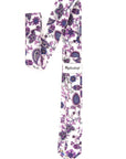 White floral print tie 2.36" WINSTON - MYTIESHOP-Neckties-White floral print tie with purple flowers print for wedding groom groomsmen. Neckties for men, prom formals missions floral ties. dope ties designs.-Mytieshop. Skinny ties for weddings anniversaries. Father of bride. Groomsmen. Cool skinny neckties for men. Neckwear for prom, missions and fancy events. Gift ideas for men. Anniversaries ideas. Wedding aesthetics. Flower ties. Dry flower ties.