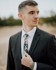 Blue Floral Skinny Tie 2.36” ASPEN - MYTIESHOP-Neckties-Blue Floral Skinny Tie with green and pink flowers. Floral print neckties for weddings and groomsmen attire. Wedding ties, skinny ties. Blue skinny tie.-Mytieshop. Skinny ties for weddings anniversaries. Father of bride. Groomsmen. Cool skinny neckties for men. Neckwear for prom, missions and fancy events. Gift ideas for men. Anniversaries ideas. Wedding aesthetics. Flower ties. Dry flower ties.