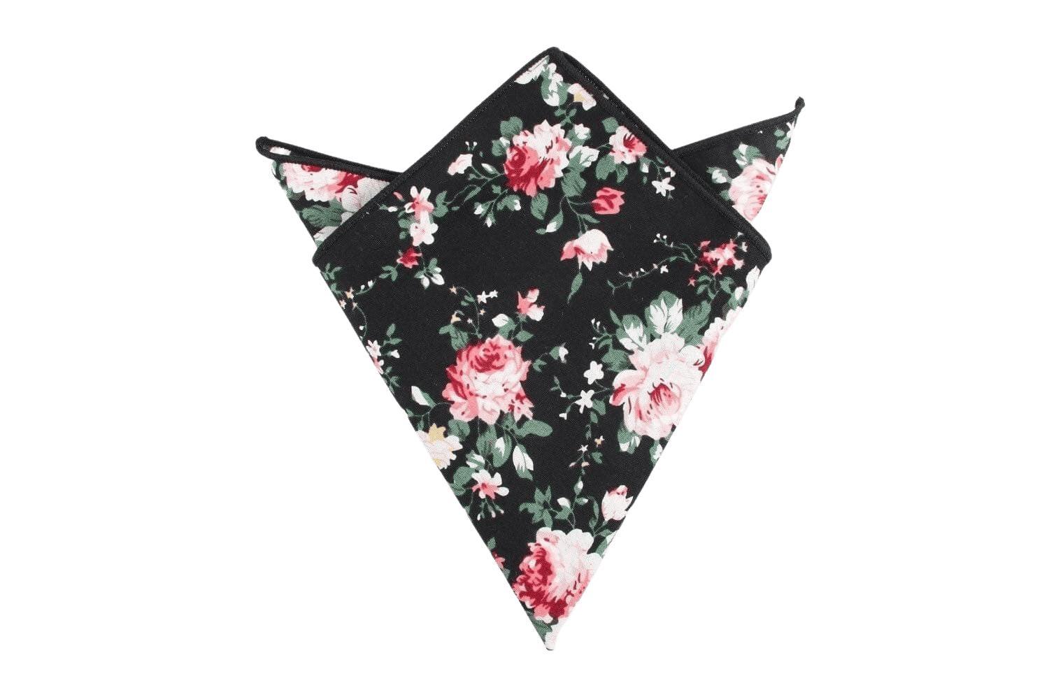 Black Floral Pocket Square DAN - MYTIESHOP Mytieshop Black Floral Pocket Square Color: BlackMaterial CottonItem Length: 23 cm ( 9 inches)Item Width : 22 cm (8.6 inches) Great for: Groom Groomsmen Wedding Shoots Formal Prom Fancy Parties Gifts and presents Black Floral print pocket square with pink and green flowers. looks excellent in wedding formats and works in any event, prom, missions, fancy events and more. hundreds of floral print designs in mytieshop. groom and groomsmen wedding attire an
