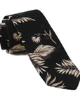 Black Floral Skinny Tie 2.36" BAHIA - MYTIESHOP-Neckties-Black Floral Skinny Tie Floral Necktie for weddings and events us tie shops cool skinny flower ideas for him tie palm tree tie leaf tie flower palm tie-Mytieshop. Skinny ties for weddings anniversaries. Father of bride. Groomsmen. Cool skinny neckties for men. Neckwear for prom, missions and fancy events. Gift ideas for men. Anniversaries ideas. Wedding aesthetics. Flower ties. Dry flower ties.
