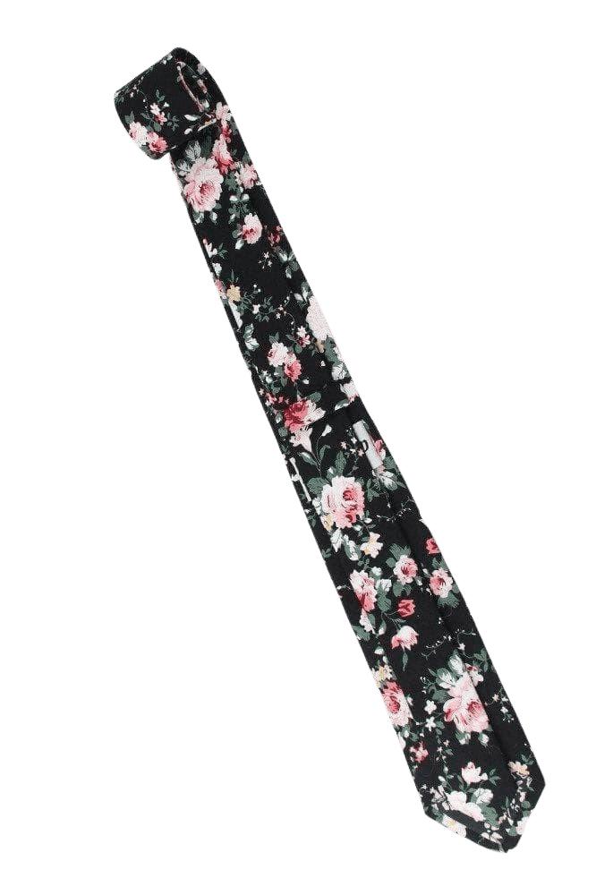 Black Floral Skinny Tie 2.36” DAN - MYTIESHOP-Neckties-Black Floral Skinny Tie Show your style and sophistication with this DAN Black Floral Skinny Tie. Ideal for a groom&#39;s wedding day, or as a sharp addition-Mytieshop. Skinny ties for weddings anniversaries. Father of bride. Groomsmen. Cool skinny neckties for men. Neckwear for prom, missions and fancy events. Gift ideas for men. Anniversaries ideas. Wedding aesthetics. Flower ties. Dry flower ties.