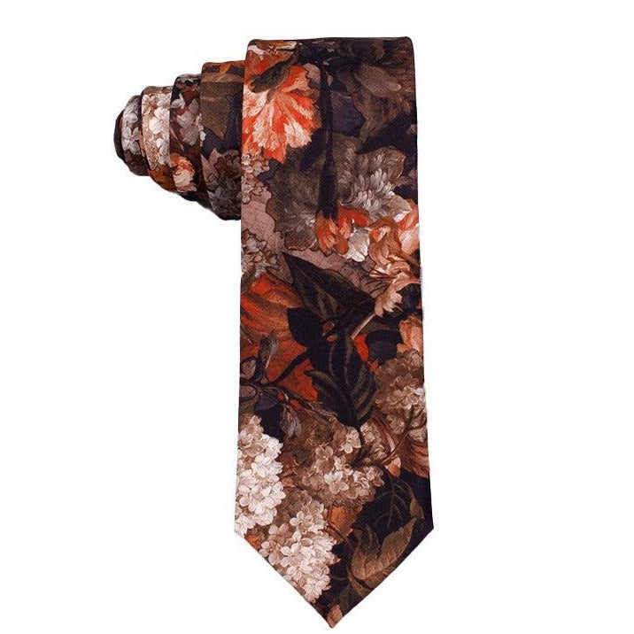 Black Floral Tie Skinny 2.36”(THEOPHILUS) MYTIESHOP-Neckties-Black floral tie skinny Theophilus Floral tie weddings and events, prom and anniversary gifts. groom groomsmen gift ideas wedding photography father of-Mytieshop. Skinny ties for weddings anniversaries. Father of bride. Groomsmen. Cool skinny neckties for men. Neckwear for prom, missions and fancy events. Gift ideas for men. Anniversaries ideas. Wedding aesthetics. Flower ties. Dry flower ties.