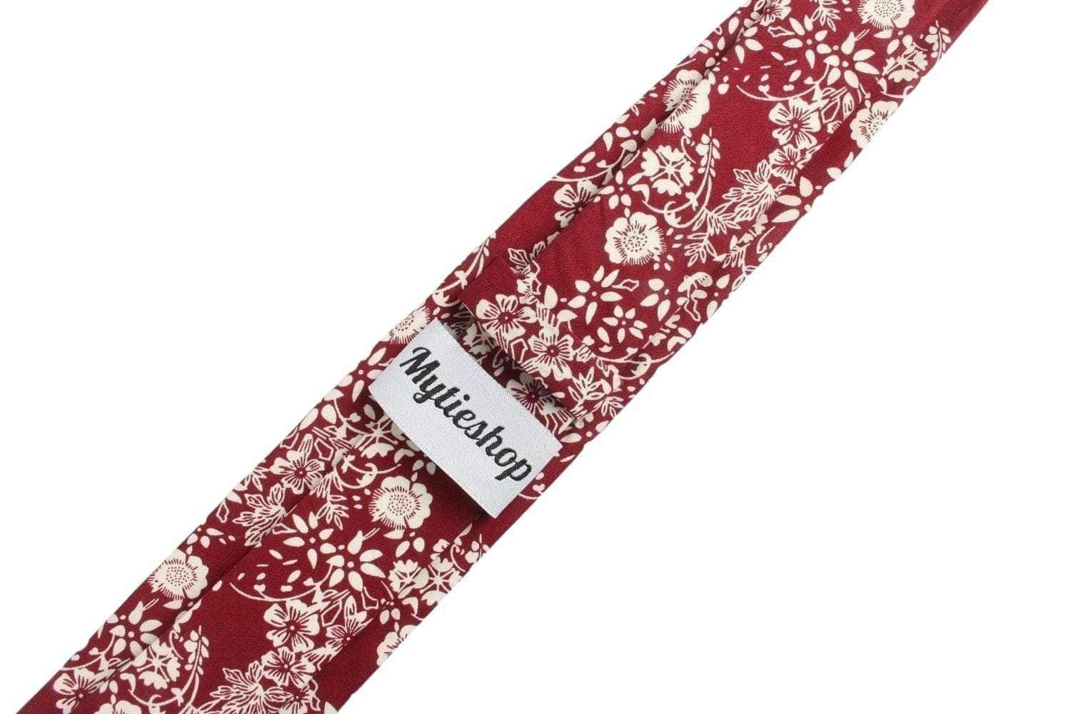 Burgundy Floral Tie 2.36" ELI - MYTIESHOP-Neckties-Burgundy Floral Tie Men’s Floral Necktie for weddings and events, great for prom and anniversary gifts. Mens floral ties near me us ties tie shops-Mytieshop. Skinny ties for weddings anniversaries. Father of bride. Groomsmen. Cool skinny neckties for men. Neckwear for prom, missions and fancy events. Gift ideas for men. Anniversaries ideas. Wedding aesthetics. Flower ties. Dry flower ties.