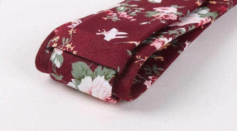 Burgundy Floral Tie for Weddings and Groom WESLEY MYTIESHOP-Neckties-Burgundy Floral Skinny Tie WESLEY wedding and events. Burgundy Base with Green and pink Flowers. great for the groom and his groomsmen. Prom elopements-Mytieshop. Skinny ties for weddings anniversaries. Father of bride. Groomsmen. Cool skinny neckties for men. Neckwear for prom, missions and fancy events. Gift ideas for men. Anniversaries ideas. Wedding aesthetics. Flower ties. Dry flower ties.