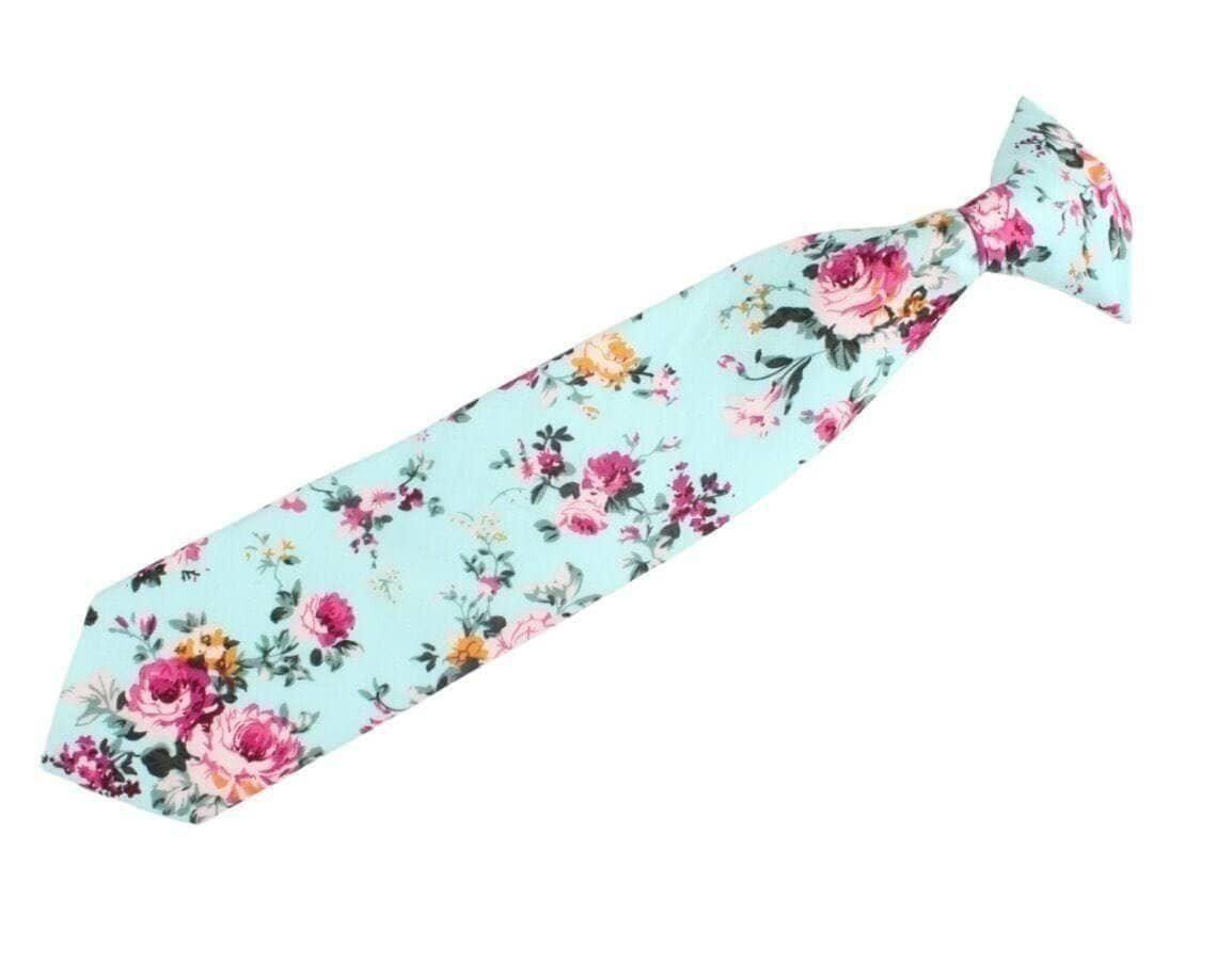 Clip on tie for kids Blue Floral Clip On Tie 2.3&quot; AZURE MYTIESHOP.-Clip on tie for kids Blue Material: Cotton Blend Approx Size: Max width: 6.5 cm / 2.4 inches 9-24 months 26 CM2-5 years 31 CM9-11 Years 43 CM Add some spruce to your little one&#39;s wardrobe with this Azure Clip On Tie. This vibrant azure blue necktie will have your kiddo looking sharp and feeling dapper. The clip on tie design makes it easy to put on and take off, so getting ready for those big events will be a breeze. Perfect for 