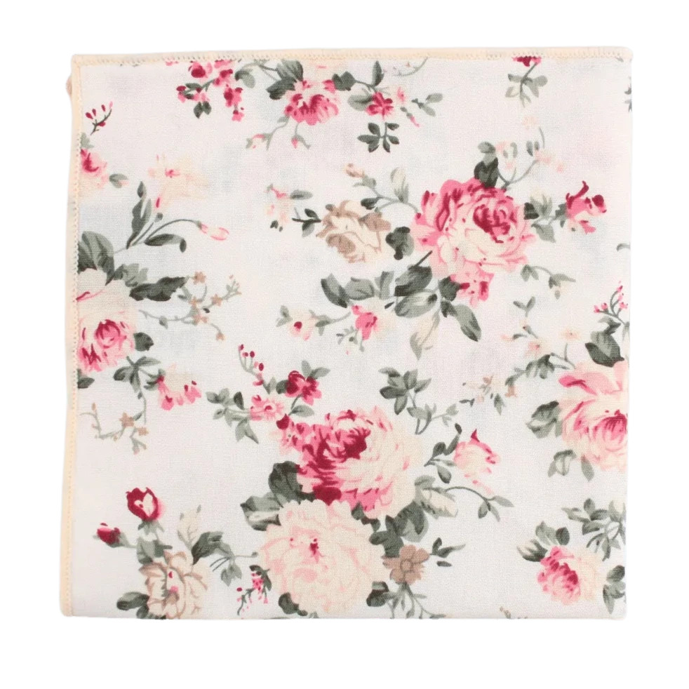 Cream Floral Pocket Square - EMMETT - MYTIESHOP Mytieshop Cream Floral Pocket Square Material CottonItem Length: 23 cm ( 9 inches)Item Width : 22 cm (8.6 inches) Up your style game with this EMMETT Cotton Floral Pocket Square. This pocket square is perfect for adding a touch of sophistication to any outfit. Whether you're dressing up for a wedding, dinner party or interview, this pocket square will definitely make you stand out from the rest. Made of high-quality cotton, this pocket square is so