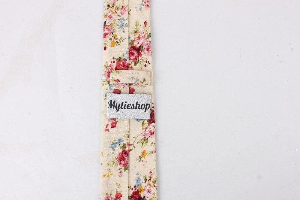 Cream Floral Skinny Tie 2.36&quot; JONAH-Neckties-Cream Floral Skinny Tie for weddings and events, great for prom and anniversary gifts. Mens floral ties near me us ties tie shops cool ties-Mytieshop. Skinny ties for weddings anniversaries. Father of bride. Groomsmen. Cool skinny neckties for men. Neckwear for prom, missions and fancy events. Gift ideas for men. Anniversaries ideas. Wedding aesthetics. Flower ties. Dry flower ties.