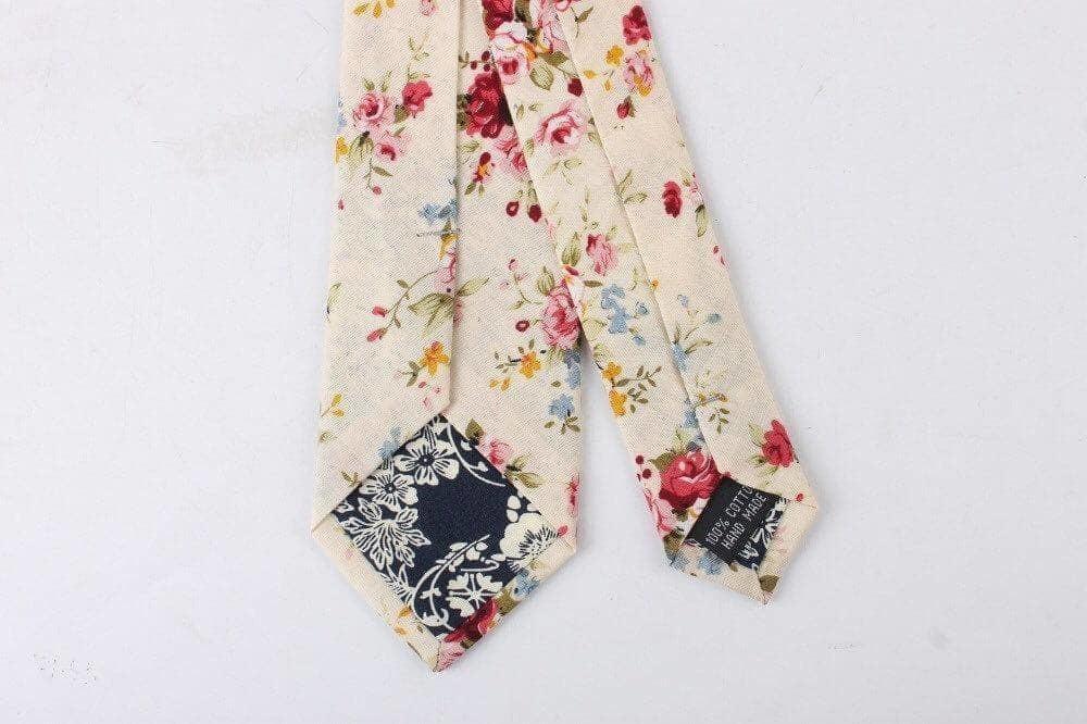 Cream Floral Skinny Tie 2.36&quot; JONAH-Neckties-Cream Floral Skinny Tie for weddings and events, great for prom and anniversary gifts. Mens floral ties near me us ties tie shops cool ties-Mytieshop. Skinny ties for weddings anniversaries. Father of bride. Groomsmen. Cool skinny neckties for men. Neckwear for prom, missions and fancy events. Gift ideas for men. Anniversaries ideas. Wedding aesthetics. Flower ties. Dry flower ties.
