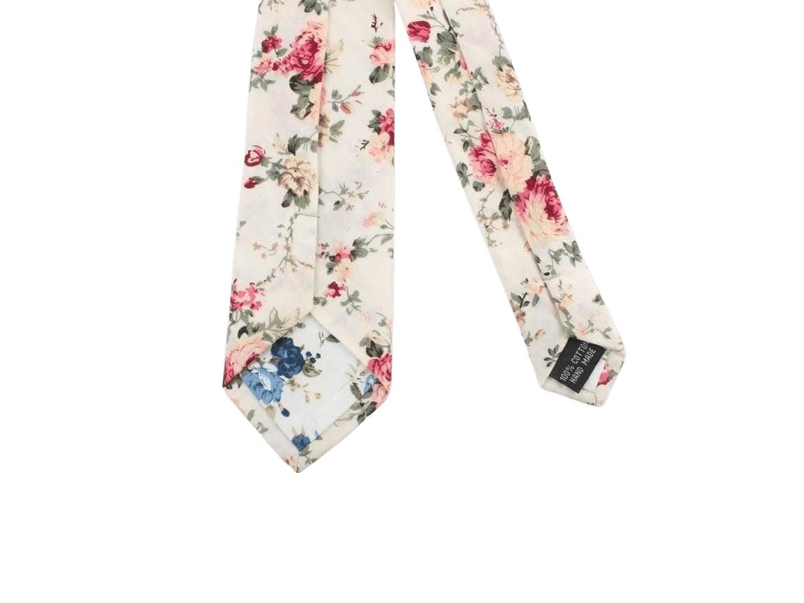 Cream Floral Tie Skinny EMMETT - MYTIESHOP-Neckties-Cream Floral Tie Skinny EMMETT Off White Skinny Tie Men’s Floral Necktie for weddings and events, great for prom. Mens floral ties me cream flower tie men.-Mytieshop. Skinny ties for weddings anniversaries. Father of bride. Groomsmen. Cool skinny neckties for men. Neckwear for prom, missions and fancy events. Gift ideas for men. Anniversaries ideas. Wedding aesthetics. Flower ties. Dry flower ties.