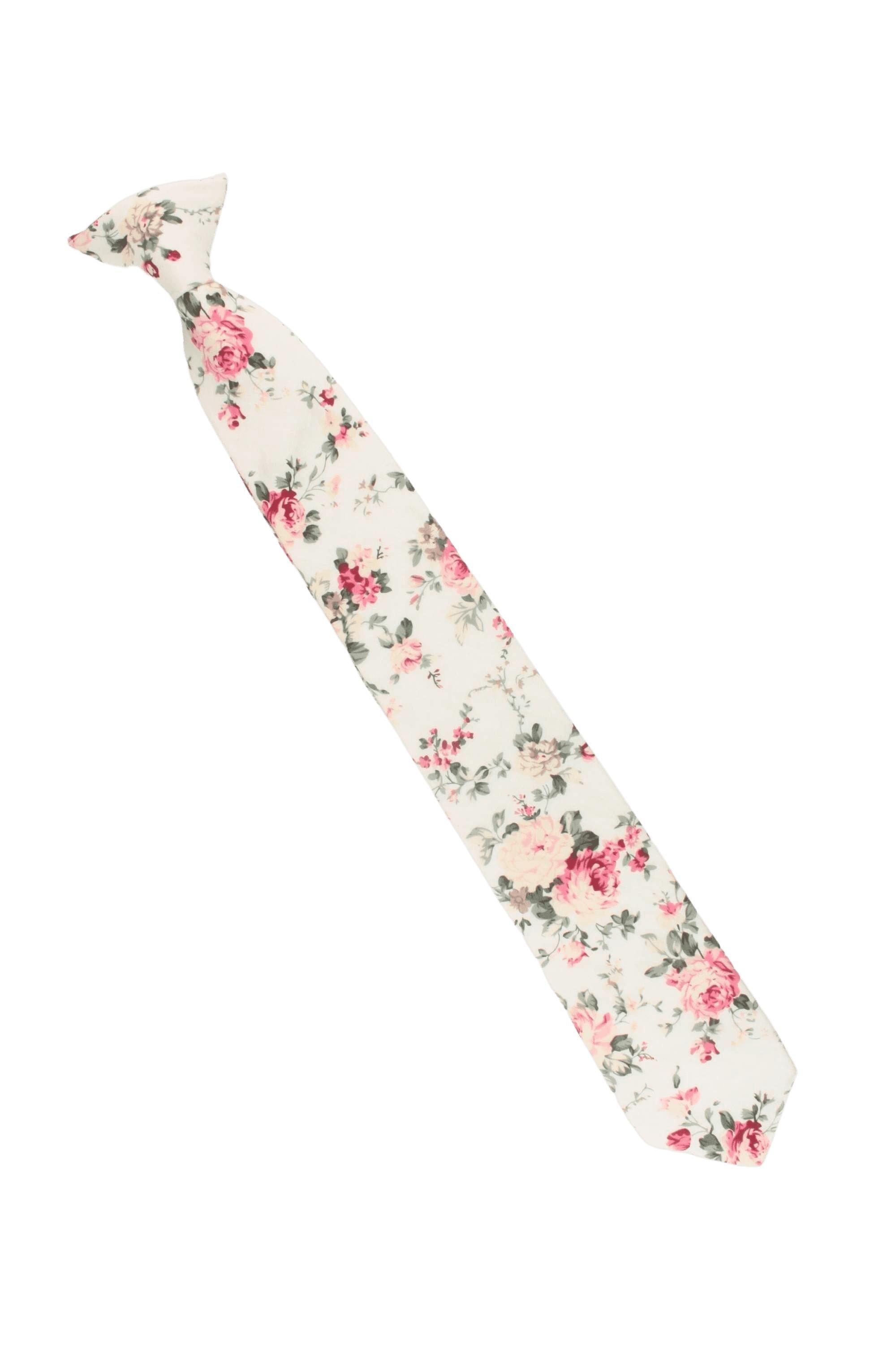 Cream Off White Boys and Toddlers Floral Skinny Tie 2.36” EMMETT MYTIESHOP-Cream Off White Boys and Toddlers Floral Skinny Tie Material:Cotton Approx Size: 57&quot;(145cm) in the length ;2.36&quot;(6cm) in the width 3 sizes available Color: More cream than Offwhite Celebrate life&#39;s little moments with this floral tie for kids. Mytiehop&#39;s Emmett Cream Floral Skinny Clip on Ties are perfect for adding a touch of whimsy to any special occasion. Whether your little one is the ring bearer at a wedding or simpl