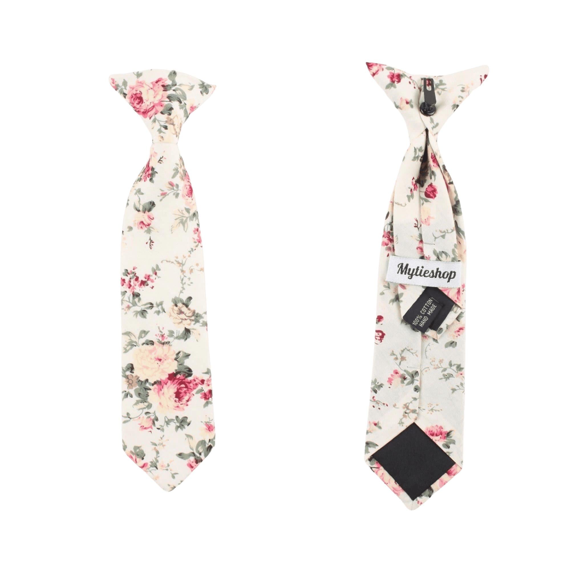 Cream Off White Boys and Toddlers Floral Skinny Tie 2.36” EMMETT MYTIESHOP-Cream Off White Boys and Toddlers Floral Skinny Tie Material:Cotton Approx Size: 57&quot;(145cm) in the length ;2.36&quot;(6cm) in the width 3 sizes available Color: More cream than Offwhite Celebrate life&#39;s little moments with this floral tie for kids. Mytiehop&#39;s Emmett Cream Floral Skinny Clip on Ties are perfect for adding a touch of whimsy to any special occasion. Whether your little one is the ring bearer at a wedding or simpl