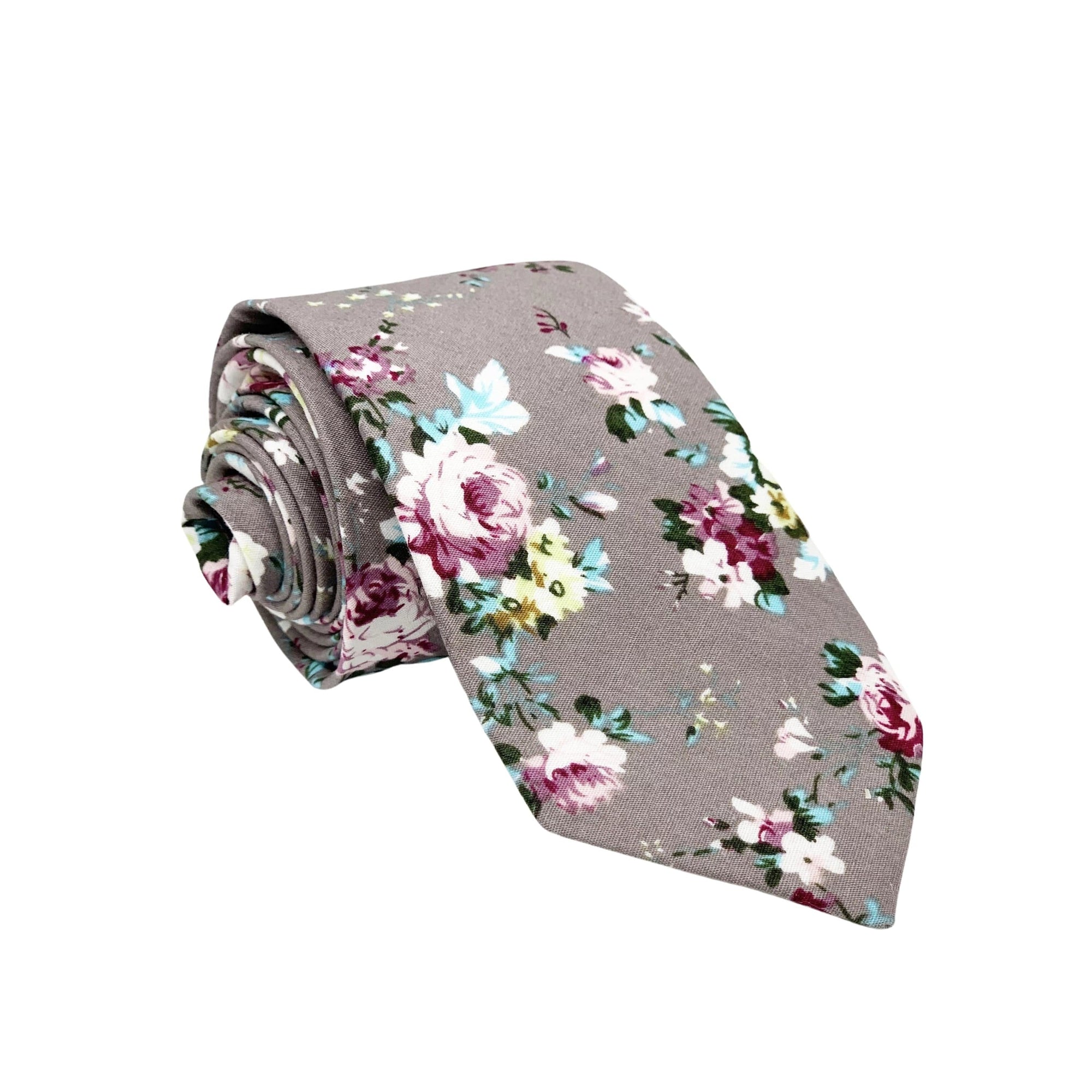 Gray Floral Tie 2.36" SANDY - MYTIESHOP-Neckties-Gray Floral Tie Men’s Floral floral pocket squares for weddings and events, great for prom and anniversary gifts. Mens floral handkerchief near me us-Mytieshop. Skinny ties for weddings anniversaries. Father of bride. Groomsmen. Cool skinny neckties for men. Neckwear for prom, missions and fancy events. Gift ideas for men. Anniversaries ideas. Wedding aesthetics. Flower ties. Dry flower ties.
