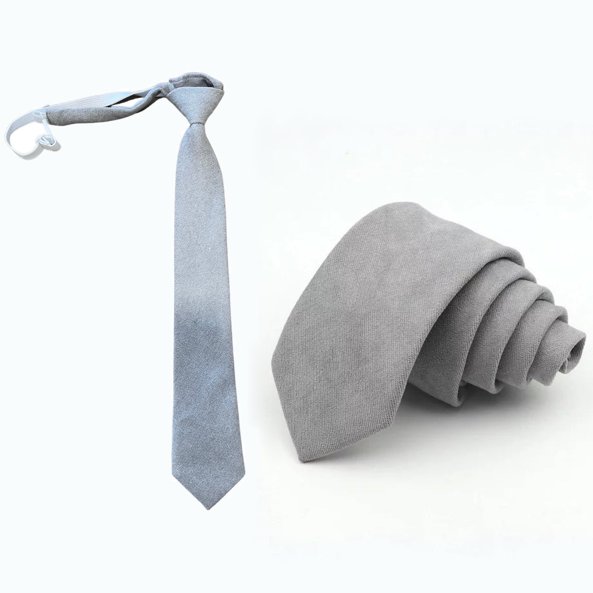 Gray Strap on Tie for Kids and Children ASTOR MYTIESHOP-Gray Strap on Tie for kids Material: Cotton Blend Color: Gray Approx Size: Max width: 6.5 cm / 2.4 inches Length: 14.56 Inches Looking for a stylish and convenient way to dress your little man for a special occasion? This clip on tie from ASTOR Kids is perfect for boys of all ages! Made from high quality materials, this tie is perfect for weddings, ring bearer duties, or any other formal event. The gray clip on tie is easy to put on and tak