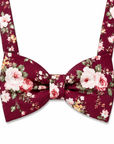 Burgundy Floral Bow Tie Self Tie WESLEY - MYTIESHOP - Mytieshop