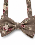 Gray Floral Bow Tie Self Tie Taupe SANDY Mytieshop - Mytieshop