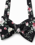 Black Floral Bow Tie Self Tie - DAN - MYTIESHOP - Mytieshop