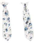 White Boys Floral Clip On Tie 2.3 Mytieshop - SAGE White-Material:Cotton Blend Approx Size: Max width: 6.5 cm / 2.4 inches 9-24 months 26 CM2-5 years 31 CM9-11 Years 43 CM Give your little man a dapper touch with this SAGE Boys Floral Clip On Tie. Ideal for weddings, special occasions or just a day out in town, this boys clip on tie is perfect for giving your child that polished look. With its vibrant floral print, he'll be sure to turn heads. Whether he's wearing it with a suit or with a more c