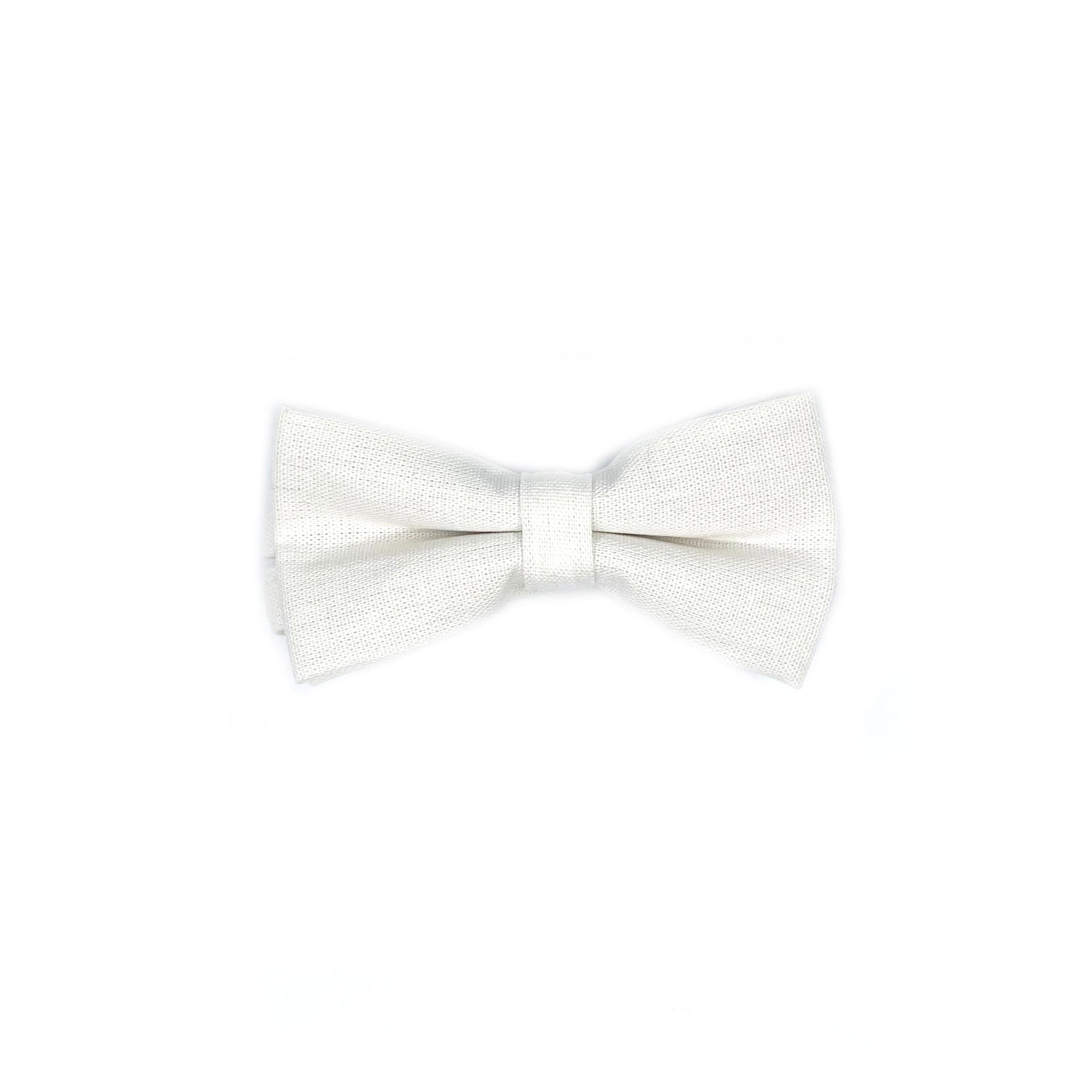 Kids Off White Bow Tie - NATE by Mytieshop-Kids Off White Bow Tie (Pretied) for KidsStrap is Adjustable - 32CM Long (10-18 Inches)Pre-Tied bowtieBow Tie 12CM * 6CMMade from Cotton Color: White-Mytieshop