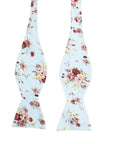 Light Blue Floral Self Tie Bow Tie SEAN-Light Blue Floral Self Tie Bow Tie 100% Cotton Flannel Handmade Adjustable to fit most neck sizes 13 3/4" - 18" Great for: Weddings Events Anniversaries Parties-Mytieshop
