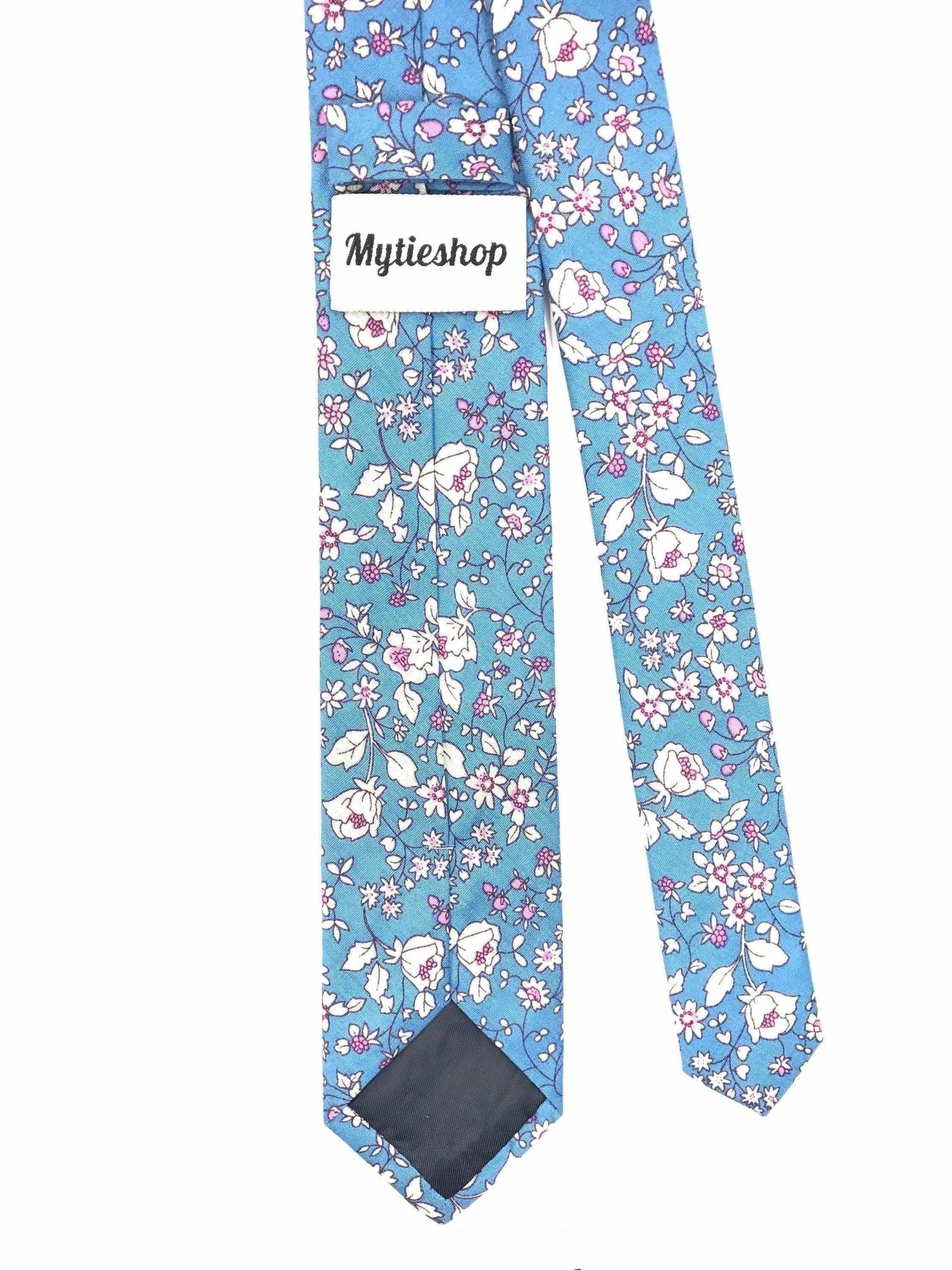 Light Blue Floral Tie Retro 2.36&quot; Mytieshop - DAISY-Neckties-Light Blue Floral Tie Retro 2.36&quot; Mytieshop DAISY for weddings and events, great for prom and anniversary gifts. Mens floral ties near me us ties-Mytieshop. Skinny ties for weddings anniversaries. Father of bride. Groomsmen. Cool skinny neckties for men. Neckwear for prom, missions and fancy events. Gift ideas for men. Anniversaries ideas. Wedding aesthetics. Flower ties. Dry flower ties.