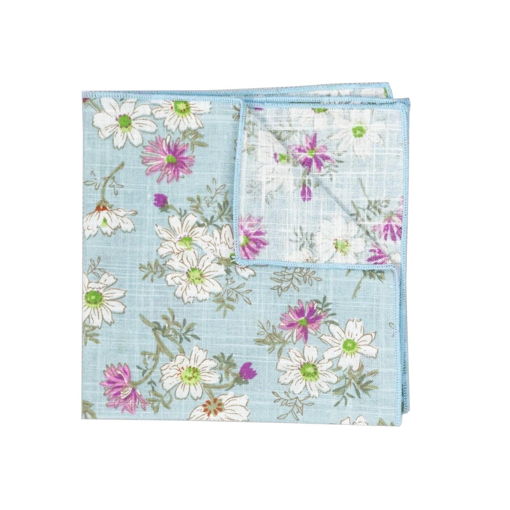 Light blue Floral Pocket Square JOSUE Mytieshop Light blue Floral Pocket Square Material CottonItem Length: 23 cm ( 9 inches)Item Width : 22 cm (8.6 inches) Great for: Groom Groomsmen Wedding Shoots Formal Prom Fancy Parties Gifts and presents Style shoots missions