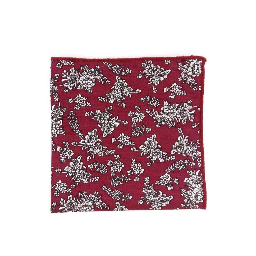 Maroon Floral Pocket Square PRESTON Mytieshop Material CottonItem Length: 23 cm ( 9 inches)Item Width : 22 cm (8.6 inches) Pocket square is burgundy Great for Weddings Events