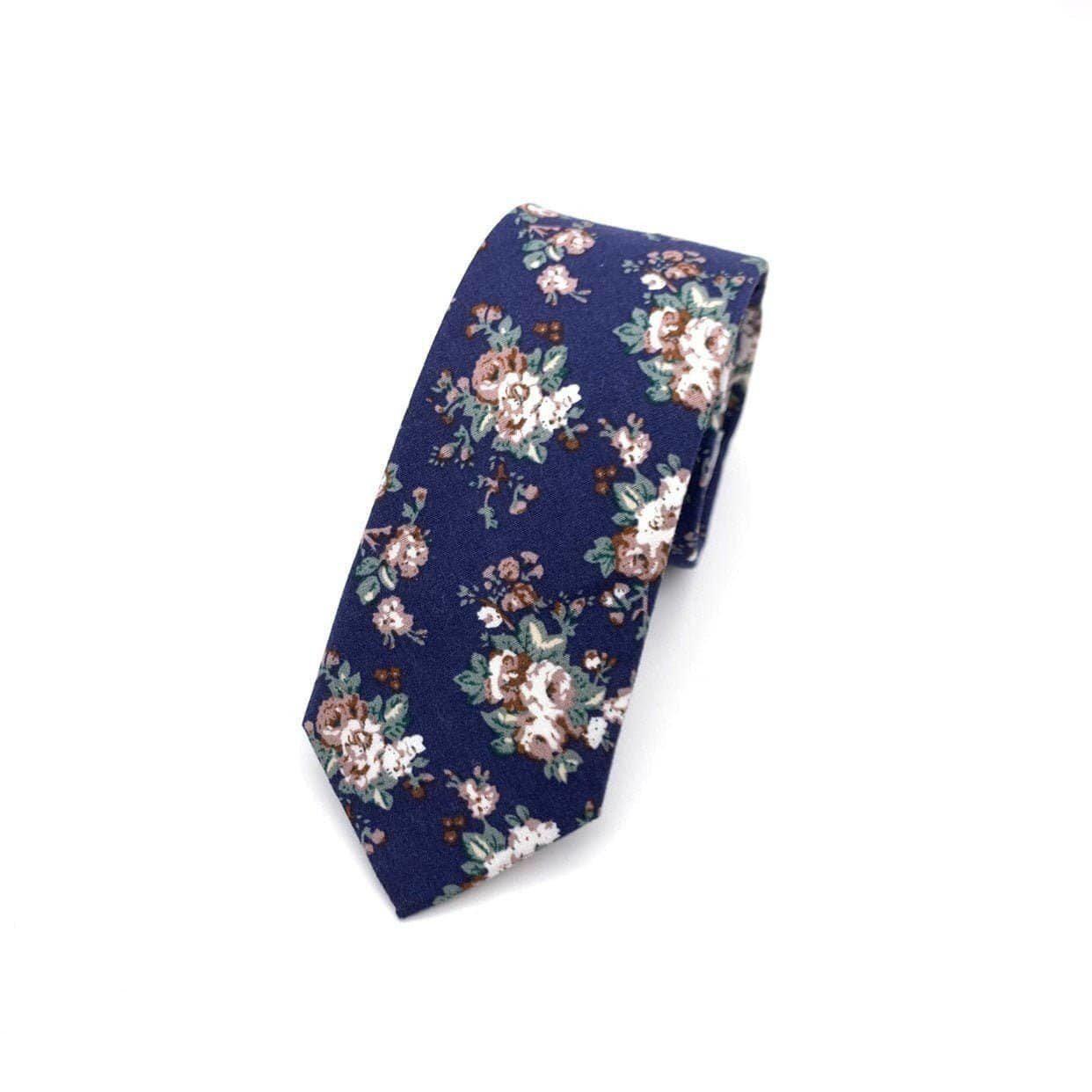 NAVY Floral Tie 2.36&quot; LAKE - MYTIESHOP-Neckties-Navy Floral Skinny Tie Men’s Floral Necktie for weddings events, great for prom anniversary gifts. Groom groomsmen father of bride blue floral tie-Mytieshop. Skinny ties for weddings anniversaries. Father of bride. Groomsmen. Cool skinny neckties for men. Neckwear for prom, missions and fancy events. Gift ideas for men. Anniversaries ideas. Wedding aesthetics. Flower ties. Dry flower ties.