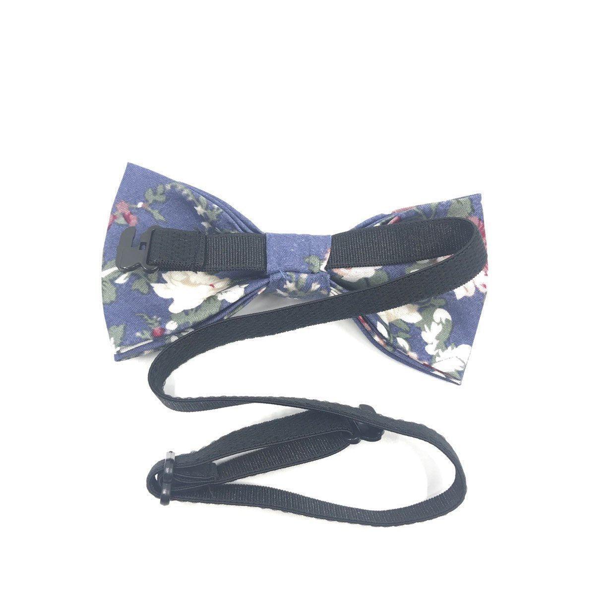 NEIL Kids Floral Pre-Tied Bow Tie-Pretied bow tie for kids and toddlers Strap is adjustablePre-Tied bowtieBow Tie 10.5 * 6CMColor: Blue Great for: Groom Groomsmen Wedding Shoots Formal Prom Fancy Parties Gifts and presents-Mytieshop
