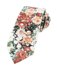 Orange PEACH Floral Tie and Pocket Square Bundle